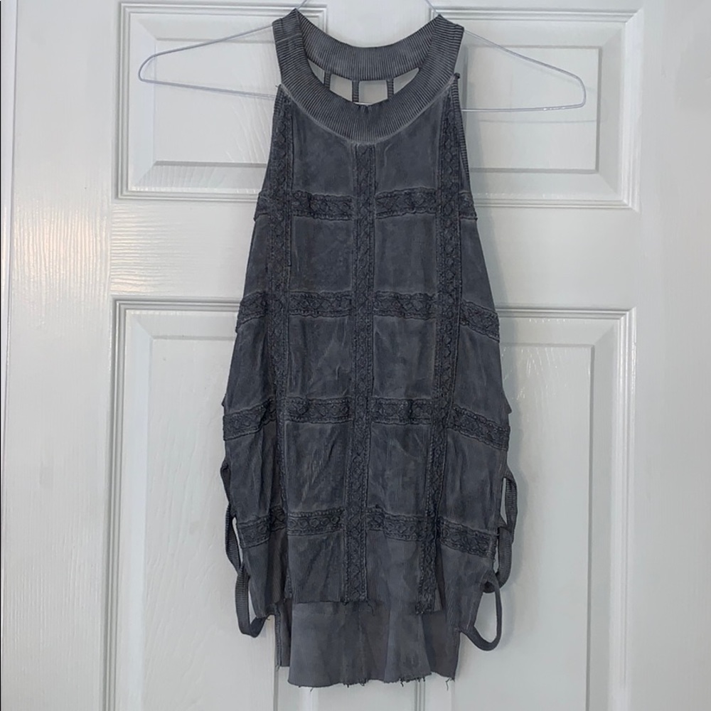 Grey Distressed Wash Tank Top